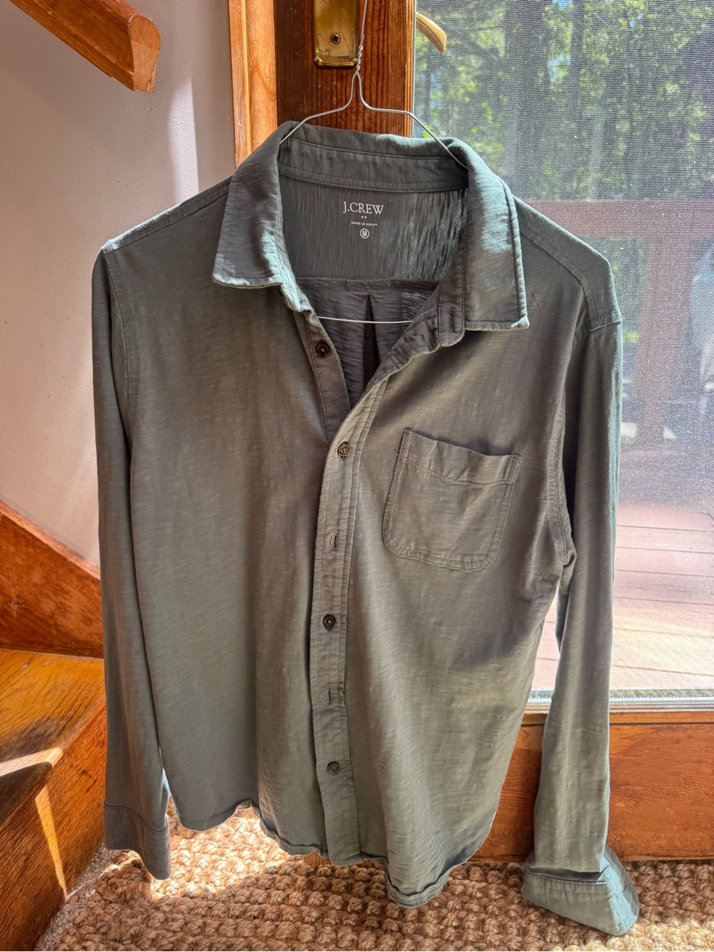 J. Crew Olive Green Long-Sleeve Button-Down Shirt